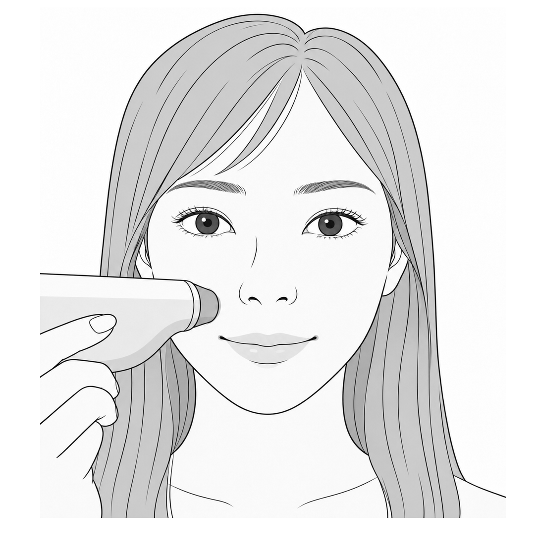 ほうれい線に本体を当てているイラスト