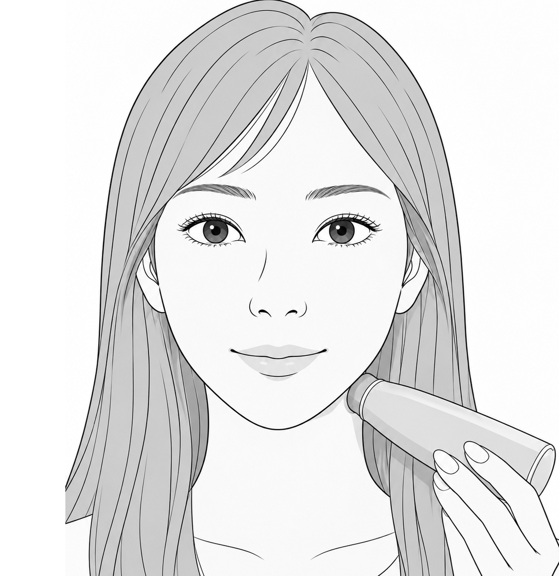 首に本体を当てているイラスト