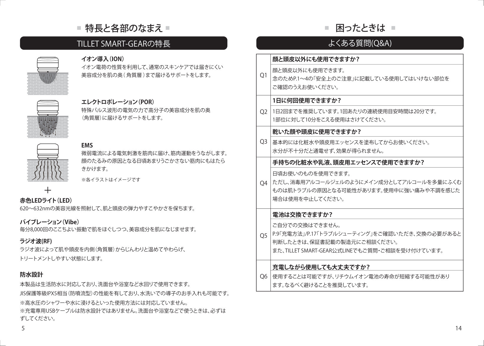 TILLET SMART-GEAR 取扱説明書 6ページ